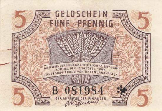 r.211 B 5 Pfennig 1947